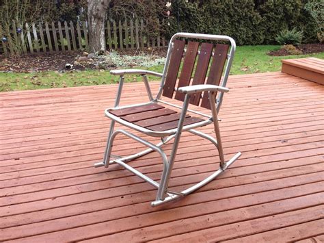 The mirto outdoor folding chair is designed to look good, to be durable, lightweight and practical. 1 VTG Redwood Aluminum Outdoor Patio Porch Lawn Rocking ...