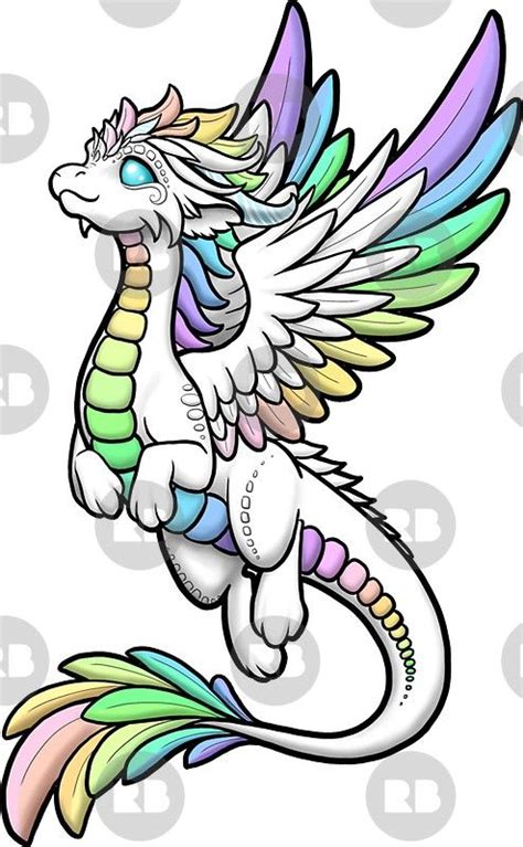 Rainbow Angel Dragon Sticker By Rebecca Golins Easy Dragon Drawings