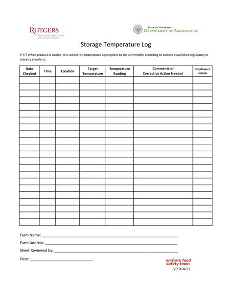 Free Printable Temperature Log Template For Easy Tracking Pdf