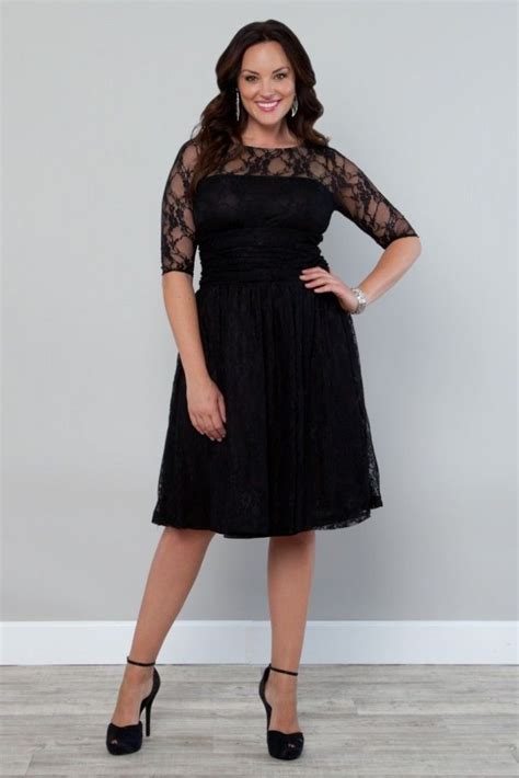 Luna Lace Dress Onyx Kiyonna Os 15120 Plus Size Clothing Canada