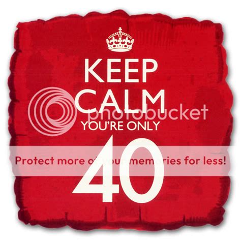 18 Bright Red Keep Calm Youre Only 40 40th Birthday Square Foil