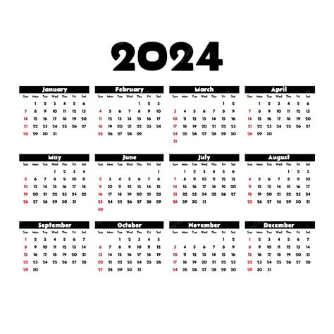 Calendario Sencillo 2024 Png Dibujos 2024 Calendario Año Nuevo Png Y