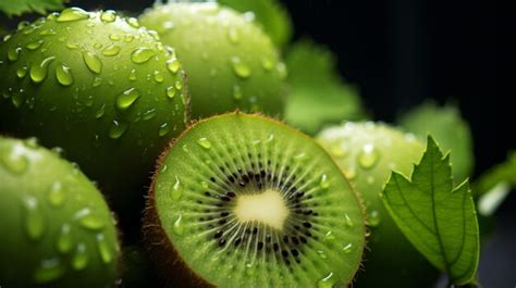Premium Ai Image A Close Up Of A Kiwi Fruit With Water Droplets