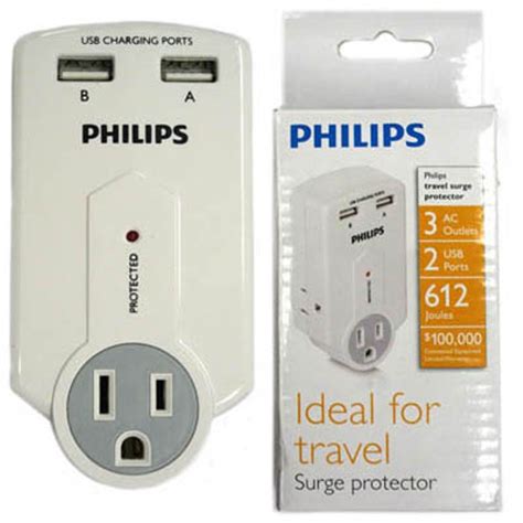 Philips 3 Outlet Surge Protector With 2 Usb Ports Tanga