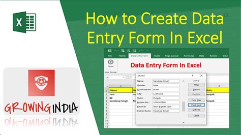 How To Create Data Entry Form In Excel Without Vba Youtube