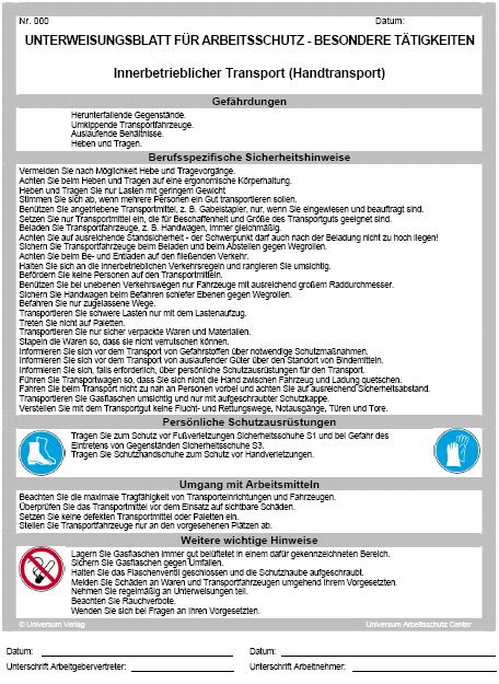 Unterweisung - Innerbetrieblicher Transport (Handtransport ...