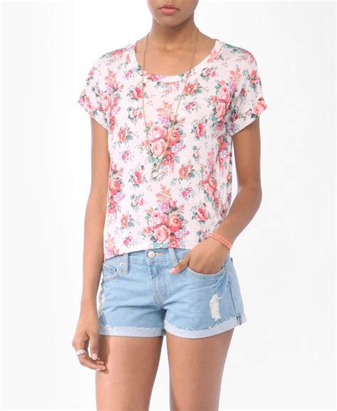 High Low Floral Print Top Forever21 2000040241 13 80 Floral Print Tops Floral Tops