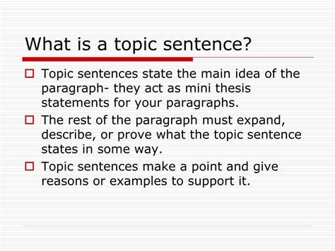 Ppt The Topic Sentence Powerpoint Presentation Free Download Id