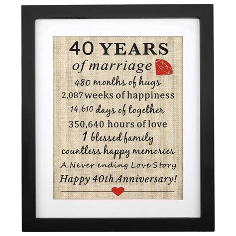 Buy 40th Anniversary Present 40th Burlap Print 11 X 13 40 Years Of