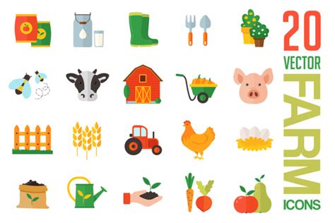 Farm Icons Vector Free Template Mockup Free Downloads