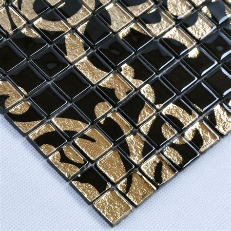 Crystal Glass Tile Black Puzzle Mosaic Tile