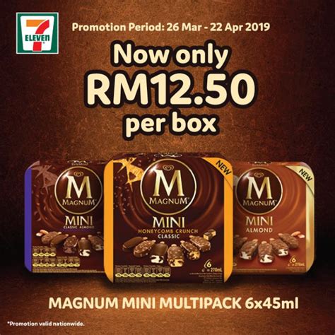 Magnum ice cream always sets the mood just right. 7-Eleven Magnum Mini Promotion RM12.50 per box (26 March ...
