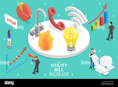 3D Isometric Flat Vector Conceptual Illustration of Utility Bill