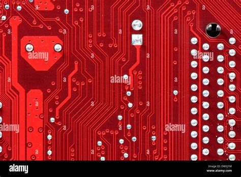 Closeup Of A Red Printed Circuit Board Stock Photo Alamy
