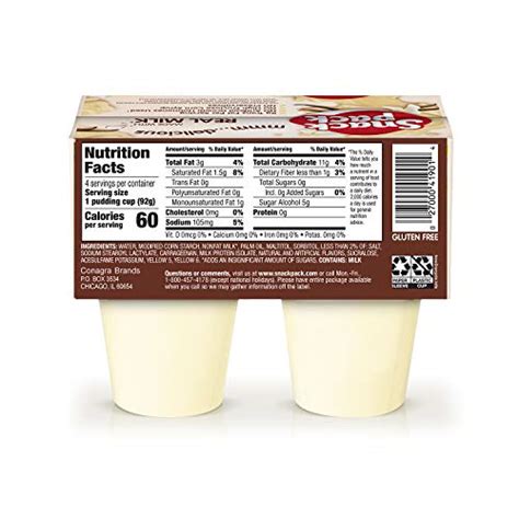 Snack Pack Sugar Free Vanilla Pudding Cups 13 Ounce Pack Of 12