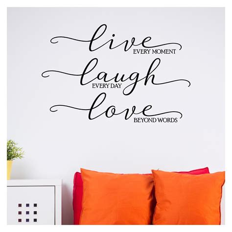 Live Every Moment Laugh Everyday Love Beyond Words Vinyl Lettering Wall Decal Sticker 16 5 H
