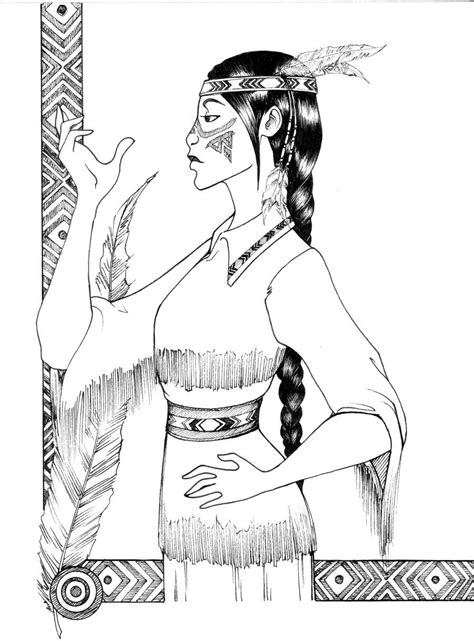 American Indian tribal girl | American indian girl, Princess coloring pages, Indian princess