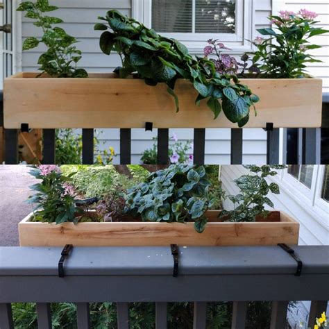 This planter is great for home or apartment use and helps you make the most of your porch or patio. CEDAR Railing Planter With Hangers | Etsy | Railing ...