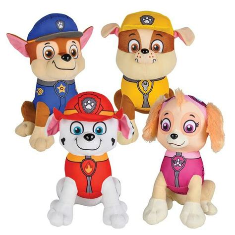 Paw Patrol Characters Set Of 4 Marshall Chase Rubble Skye 8 Plush