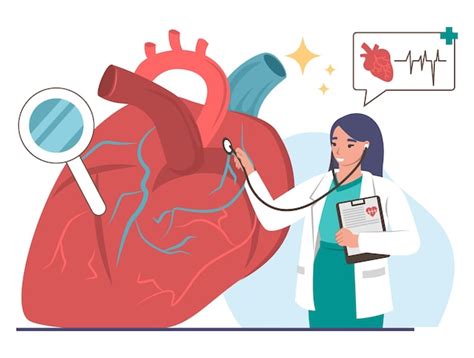 Cardiologista Médica Examinando O Coração Humano Com Estetoscópio