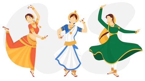 Premium Vector Character Of Indian Faceless Women In Traditional Dancing Pose