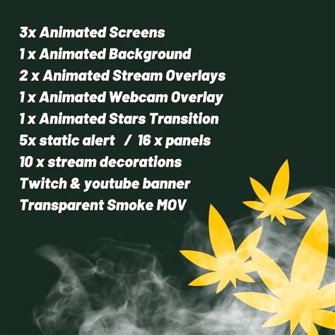Animated Kush Overlay Pack Weed Streaming Pack For Twitch Etsy