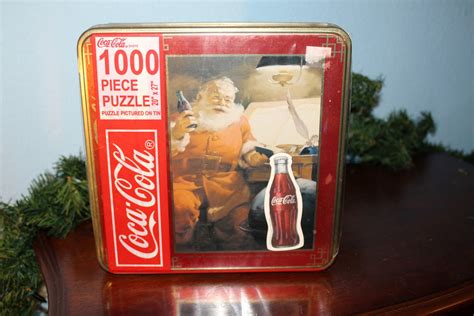 Vintage Coca Cola Christmas Puzzle In Original Unopened Tin Etsy