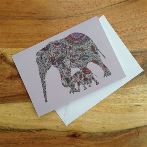 Elephants Card Folksy