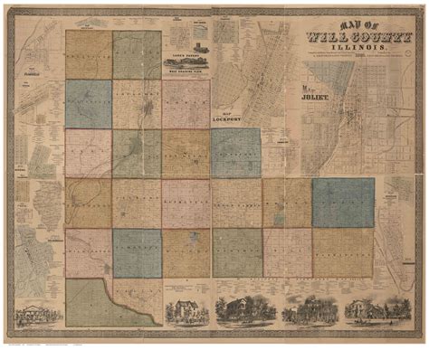 Will County Illinois 1862 Old Map Reprint Old Maps
