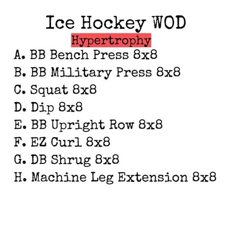 Ice Hockey Workout Reps X Sets Rest 30 Seconds Between Sets Find A