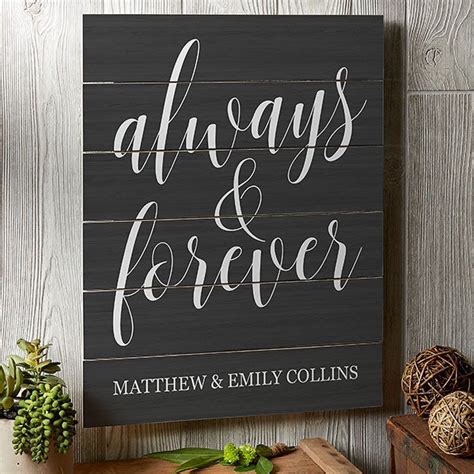 Always And Forever 16x20 Personalized Wooden Slat Signs