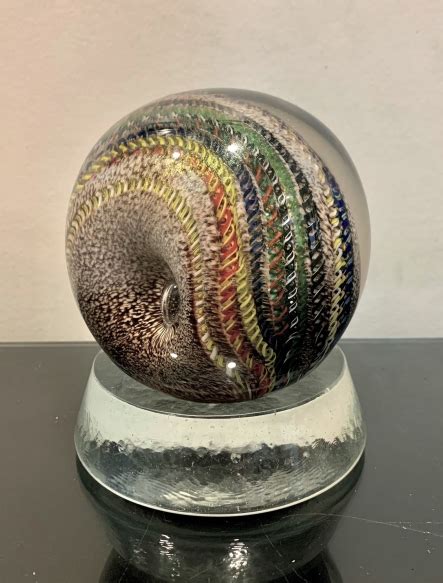 Blown Glass Weight On Cast Glass Base
