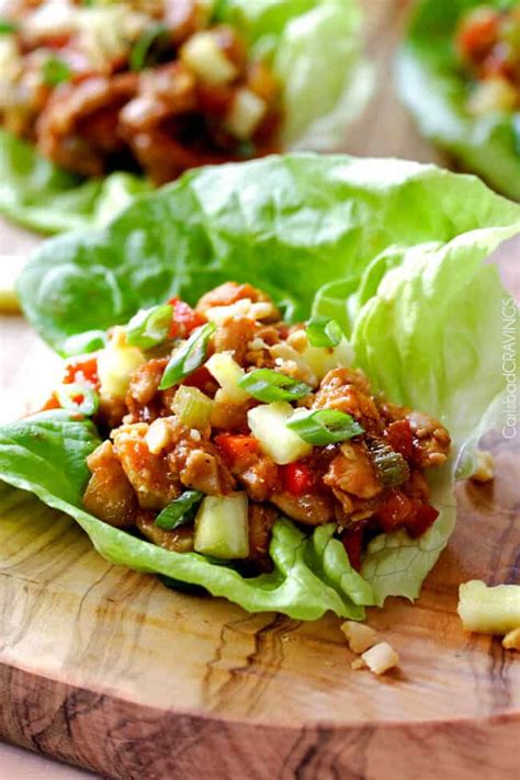 Asian Chicken Lettuce Wraps In Pineapple Hoisin Peanut