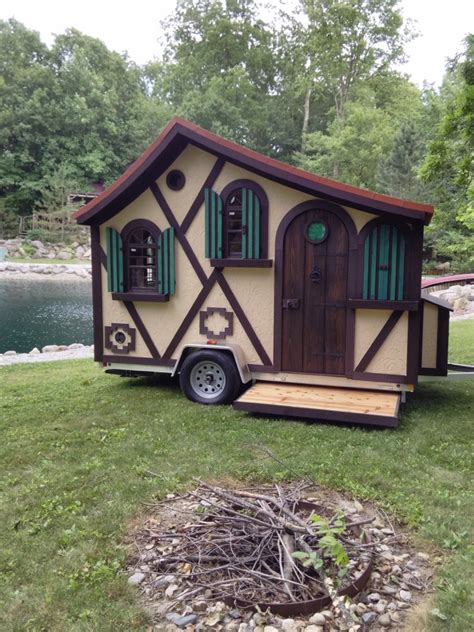 Tiny cabins on wheels for sale. The Tudor Micro Cottage on Wheels by Woolywagons