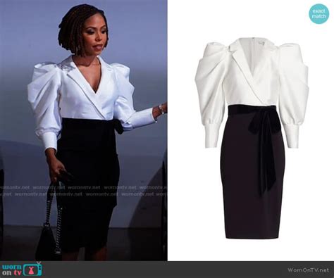 Wornontv Andis Black And White Puff Sleeve Suit Dress On Tyler Perrys