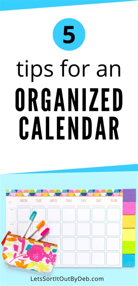 5 Tips For An Organized Calendar Lets Sort It Out By Deb