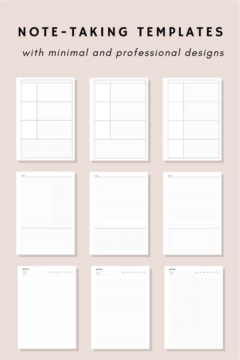 Printable Note Taking Templates For Work And Professional Planners Professional Planners Note