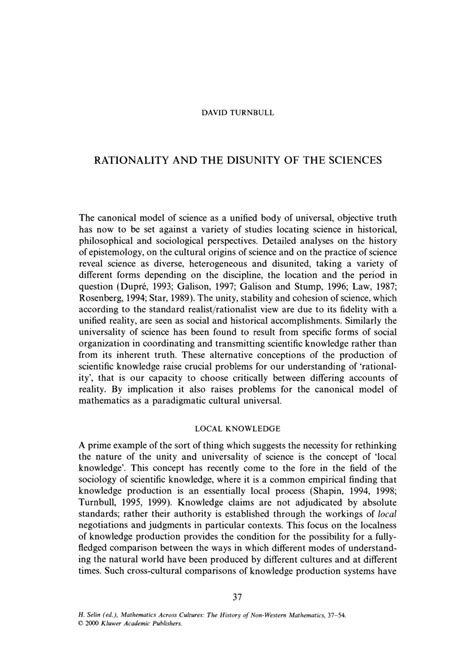 Pdf Rationality And The Disunity Of The Sciences
