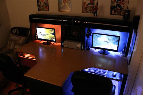 Custom Built 2 Person Desk Computer Desk Setup Video Game Rooms