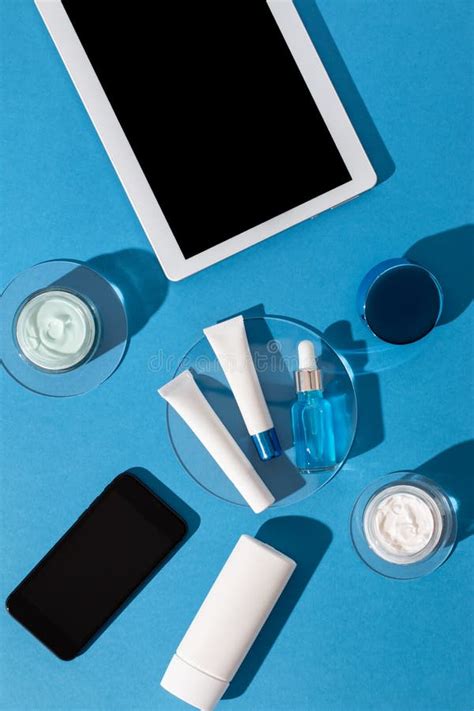 Skin Care Cosmetics Protecting From Gadgets Blue Light On Blue