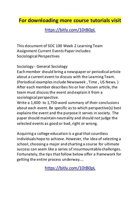 Soc 100 Week 2 Learning Team Assignment Current Events Paper
