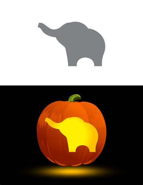 Printable Simple Elephant Pumpkin Stencil