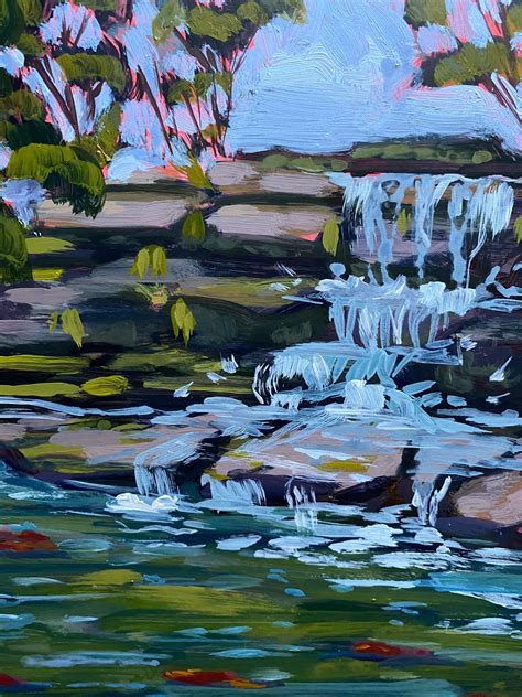Original 8x10 Waterfall Painting From The Botanical Garden Etsy