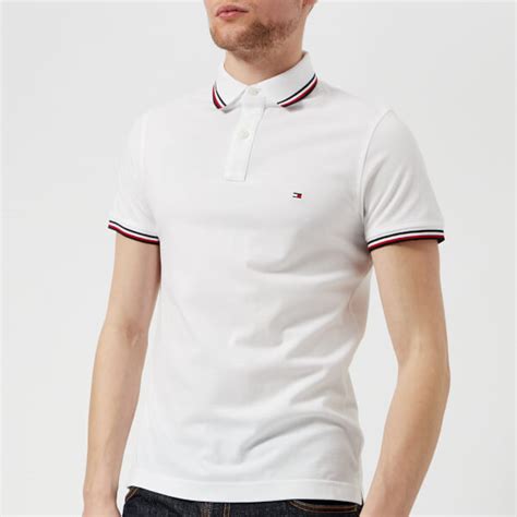Tommy Hilfiger Mens Tommy Tipped Slim Polo Shirt Bright White