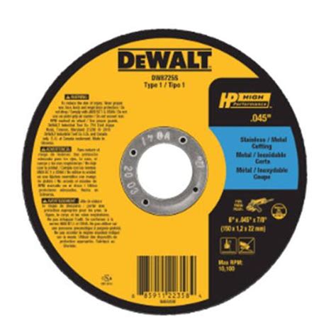 6 In X 040 In X 78 In Dewalt Type 1 Hp Metal Cutting Wheel At