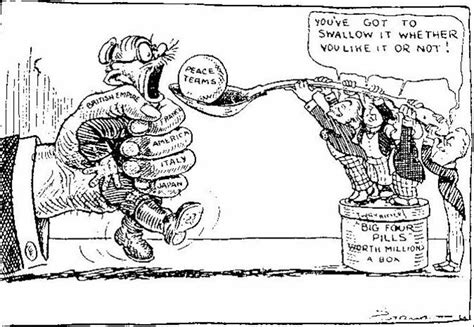 Political Cartoon Of The Treaty Of Versailles Illustrating The