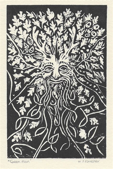 Green Man Original Lino Print Art Picture Etsy Art Prints Art Art