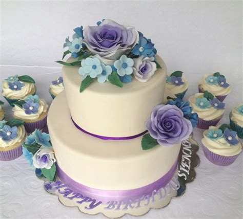 Purple Ombre Rose Cake Todays Cake Is A Birthday Cake For A 9 Year Old