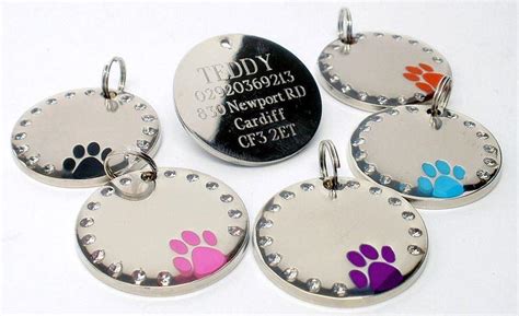 We custom engrave each pet tag and ship it free of charge. Crystal & Paw Engraved Pet ID Tags