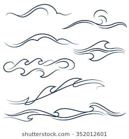 set of different simple stylized pinstripe ocean waves | Waves drawing simple, Simple waves ...